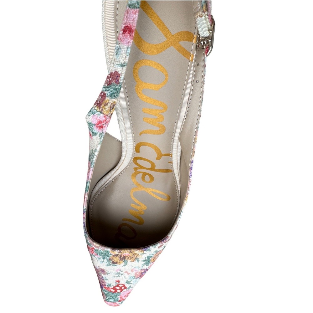 Sam Edelman Womens 9.5 Floral Fabric Slingback Pumps Pointed Toe Kitten Heel - Picture 2 of 7